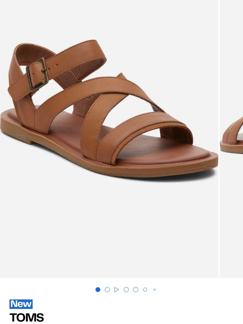 TOMS Women's Tan Strappy Leather Sandals - Picture 2 of 5